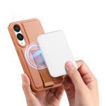 CASENEO For Samsung Galaxy S25 Edge Magnetic Case Wristband PU Leather + PC Shockproof Phone Cover
