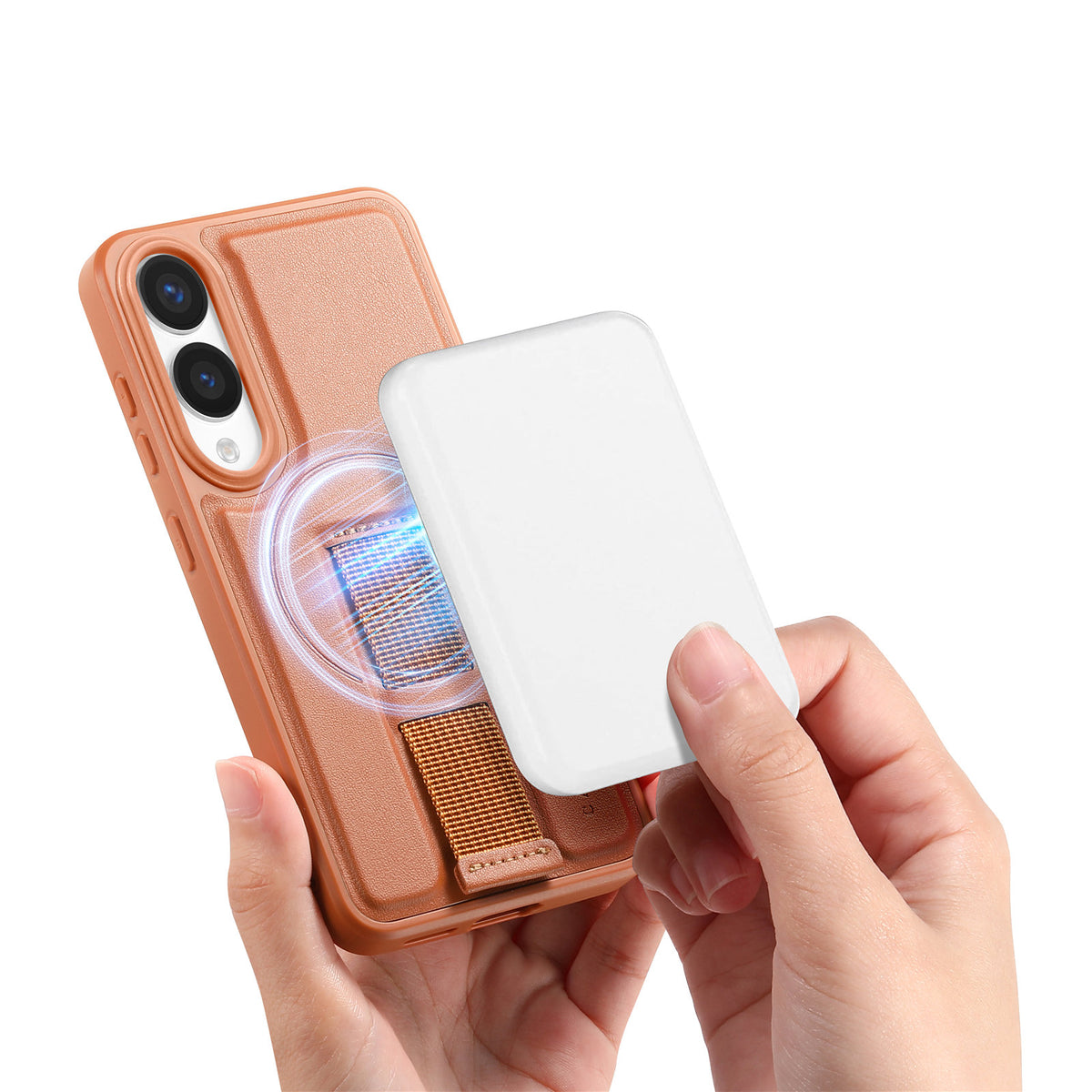 CASENEO For Samsung Galaxy S25 Edge Magnetic Case Wristband PU Leather + PC Shockproof Phone Cover