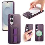 CASENEO For Samsung Galaxy S25 Edge Magnetic Case Wristband PU Leather + PC Shockproof Phone Cover