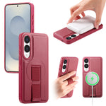 CASENEO For Samsung Galaxy S25 Edge Magnetic Case Wristband PU Leather + PC Shockproof Phone Cover
