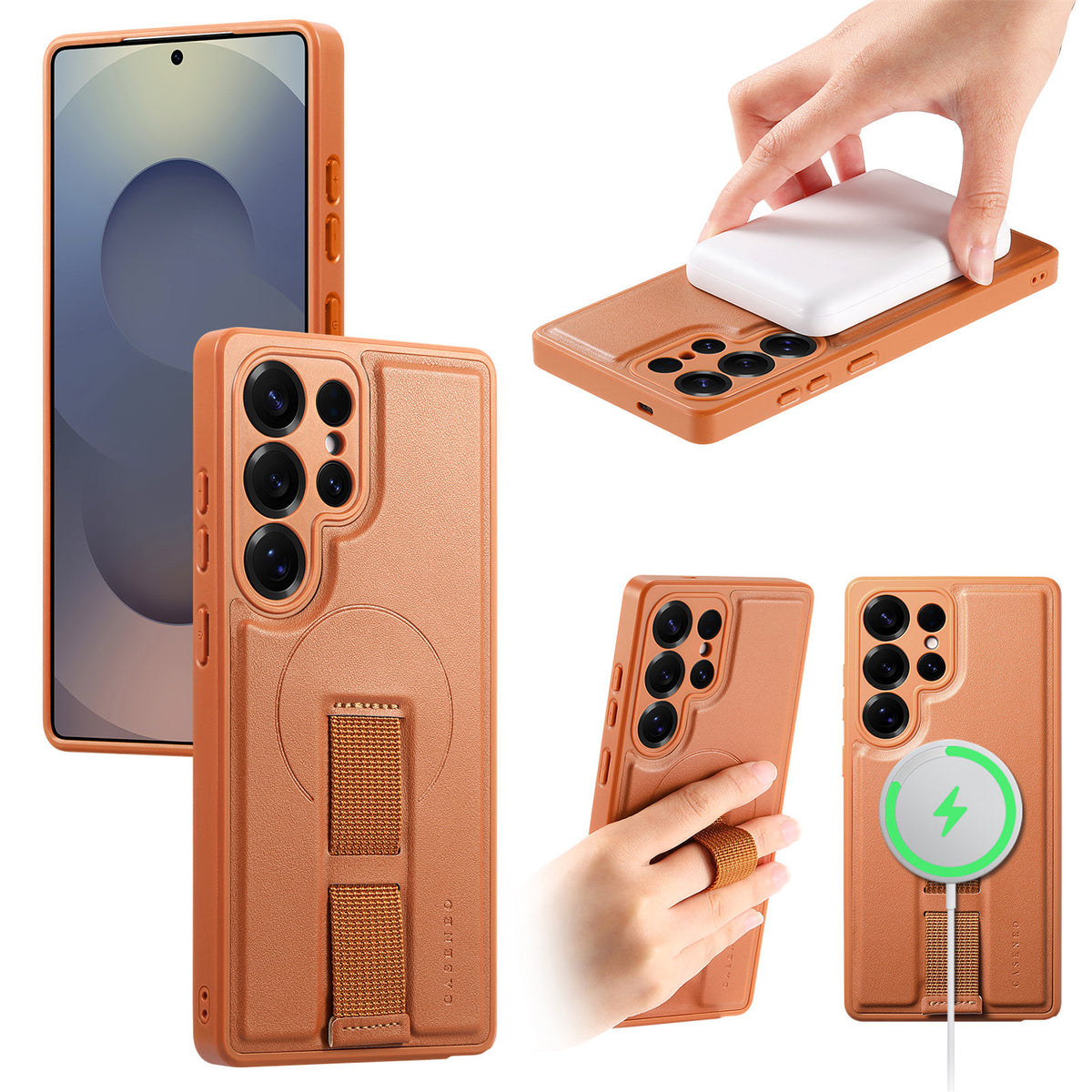 CASENEO For Samsung Galaxy S25 Ultra Magnetic Case  Wristband PU Leather + PC Shockproof Phone Cover