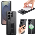 CASENEO For Samsung Galaxy S25 Ultra Magnetic Case  Wristband PU Leather + PC Shockproof Phone Cover