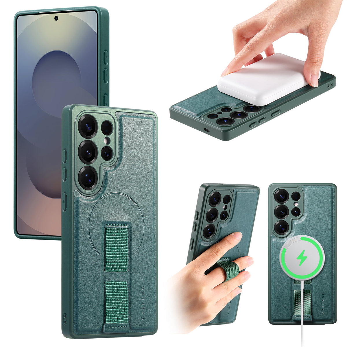 CASENEO For Samsung Galaxy S25 Ultra Magnetic Case  Wristband PU Leather + PC Shockproof Phone Cover
