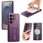CASENEO For Samsung Galaxy S25 Ultra Magnetic Case  Wristband PU Leather + PC Shockproof Phone Cover