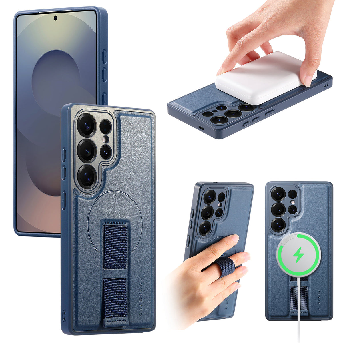 CASENEO For Samsung Galaxy S25 Ultra Magnetic Case  Wristband PU Leather + PC Shockproof Phone Cover