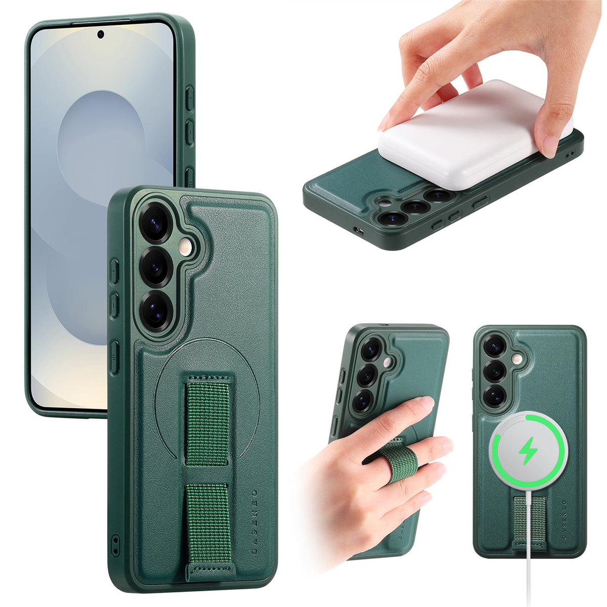 CASENEO Til Samsung Galaxy S24+ / Galaxy S25+ Magnetisk Etui Armbånd PU Læder + PC Stødsikker Telefoncover