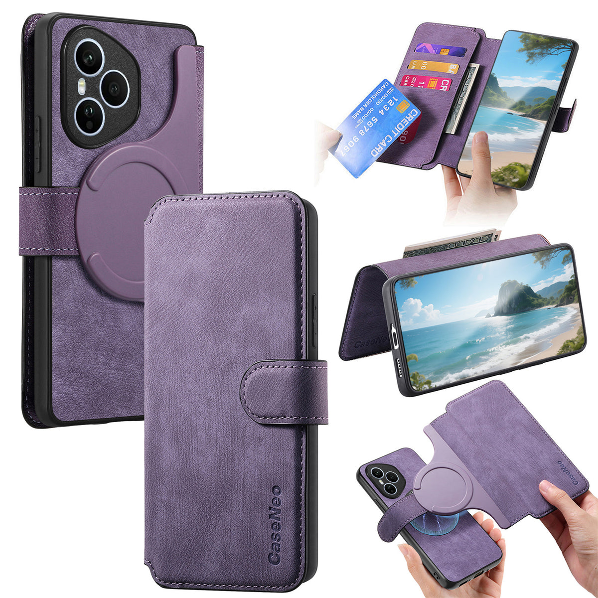 CASENEO For Honor 400 Pro 5G (Global) Magnetic Case  Detachable Leather Phone Wallet Cover