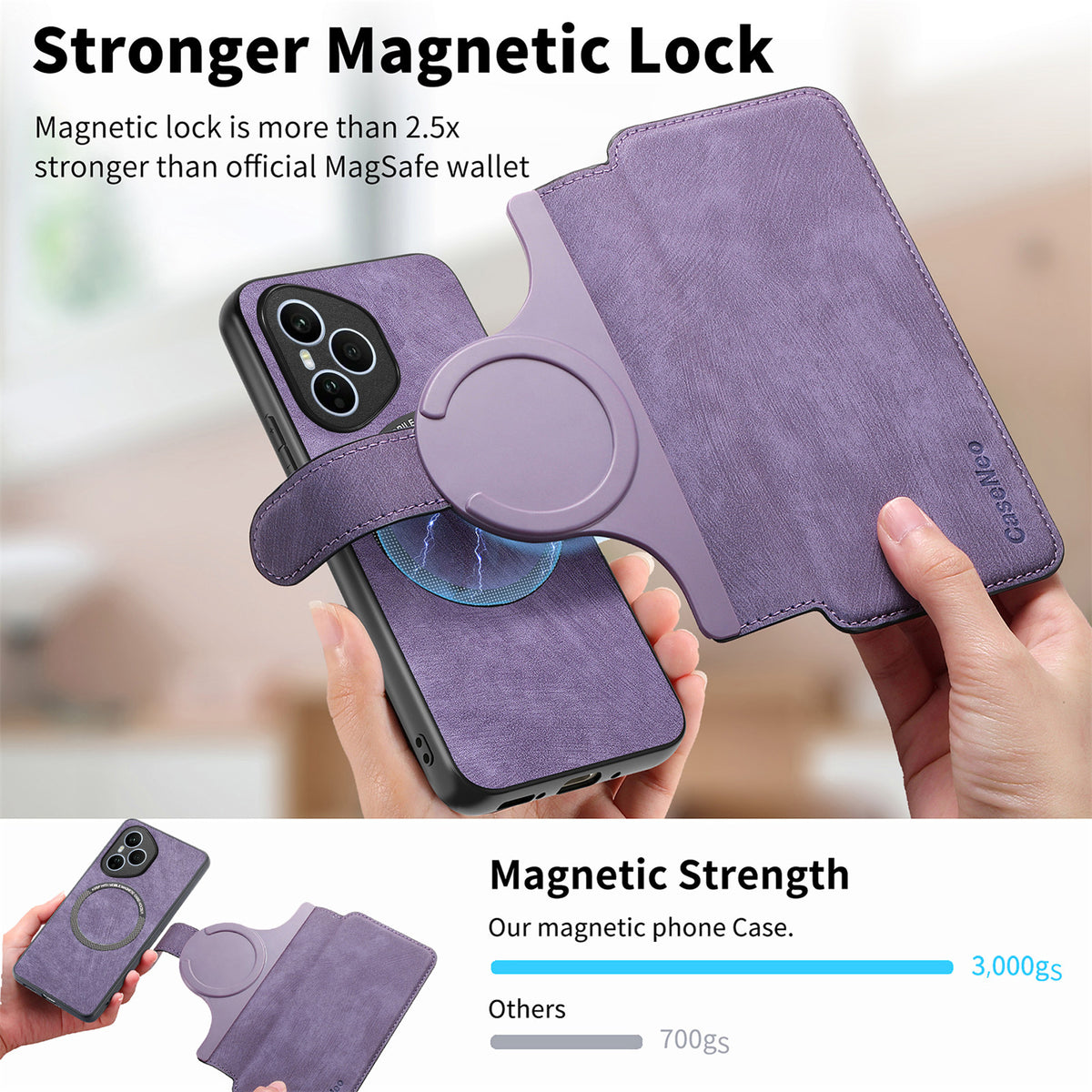 CASENEO For Honor 400 Pro 5G (Global) Magnetic Case  Detachable Leather Phone Wallet Cover