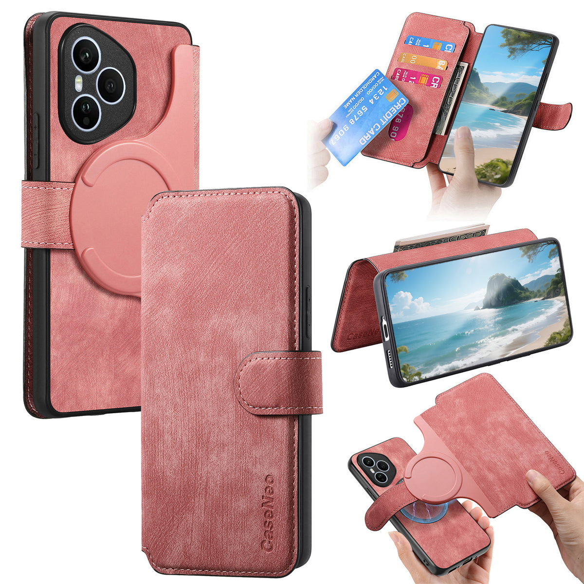 CASENEO For Honor 400 Pro 5G (Global) Magnetic Case  Detachable Leather Phone Wallet Cover