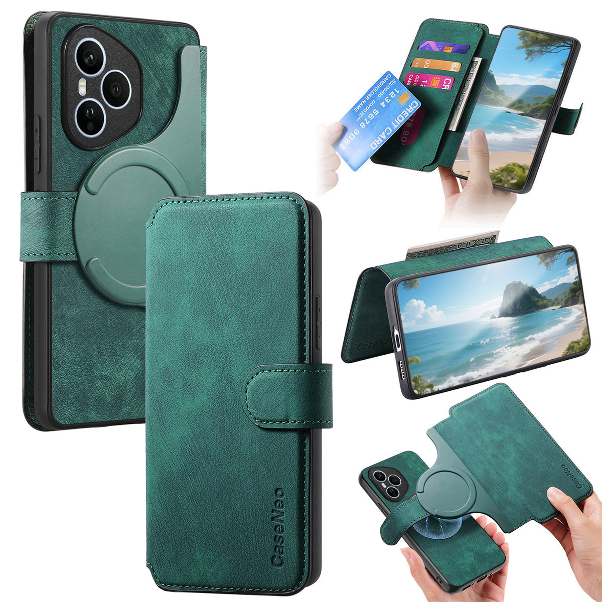 CASENEO For Honor 400 Pro 5G (Global) Magnetic Case  Detachable Leather Phone Wallet Cover
