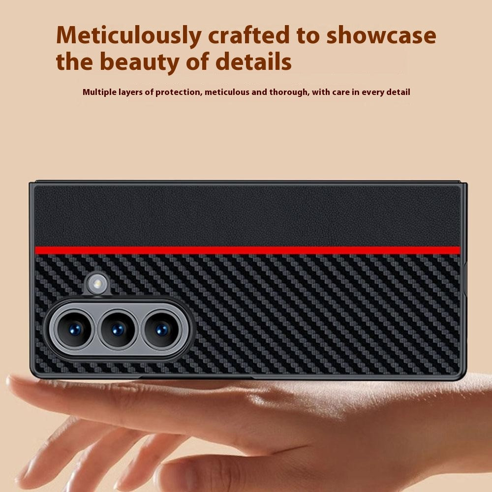 For Samsung Galaxy Z Fold7 5G Case Carbon Fiber Texture Leather + PC Anti-Drop Folding Phone Cover