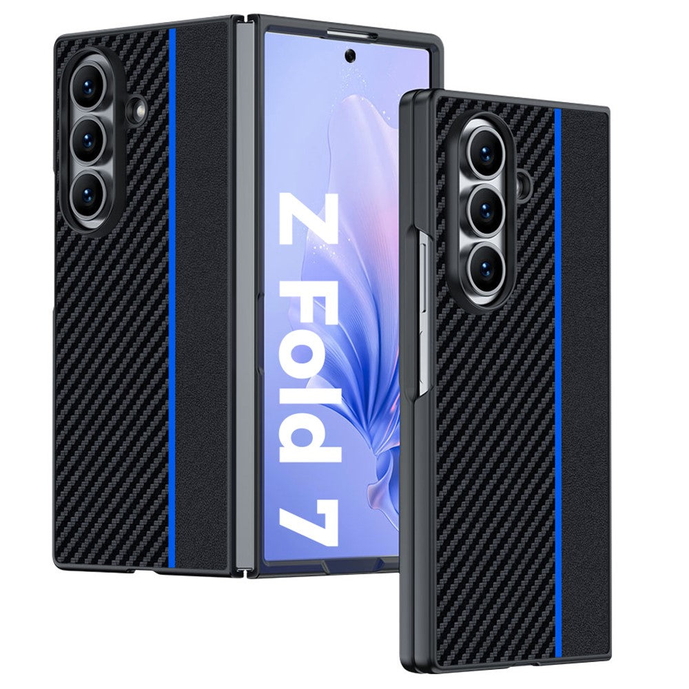 For Samsung Galaxy Z Fold7 5G Case Carbon Fiber Texture Leather + PC Anti-Drop Folding Phone Cover