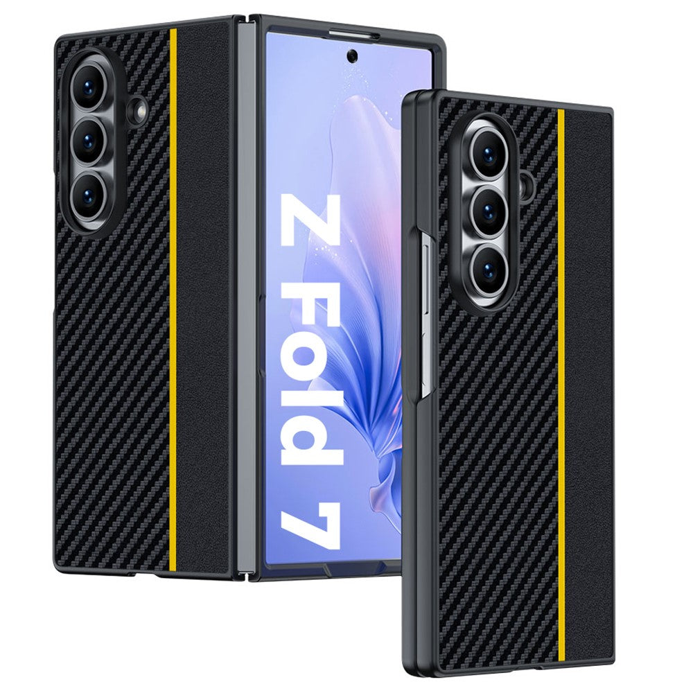 For Samsung Galaxy Z Fold7 5G Case Carbon Fiber Texture Leather + PC Anti-Drop Folding Phone Cover