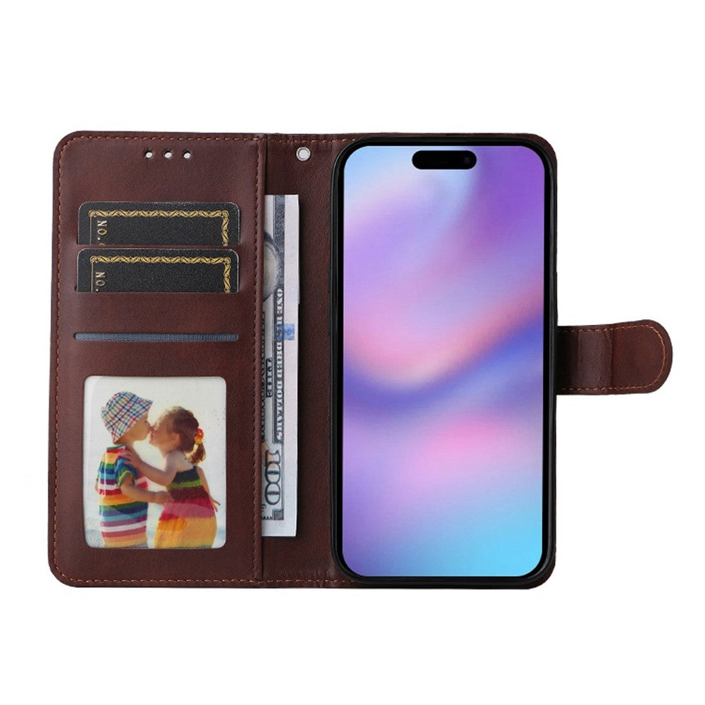 ENKAY HAT PRINCE til iPhone 17 Wallet Case med kalvelædertekstur og standerfunktion, inklusive tyk selvklæbende skærmbeskyttelsesfilm / strop