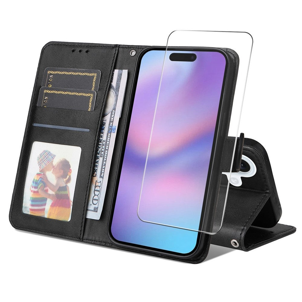 ENKAY HAT PRINCE til iPhone 17 Wallet Case med kalvelædertekstur og standerfunktion, inklusive tyk selvklæbende skærmbeskyttelsesfilm / strop