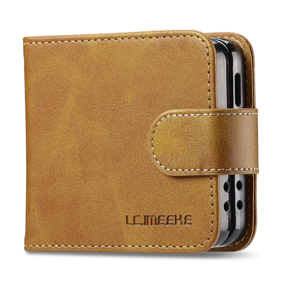 LC.IMEEKE Til Samsung Galaxy Z Flip7 5G Etui Kortholder Kalve Tekstur PU Læder Folde Telefoncover