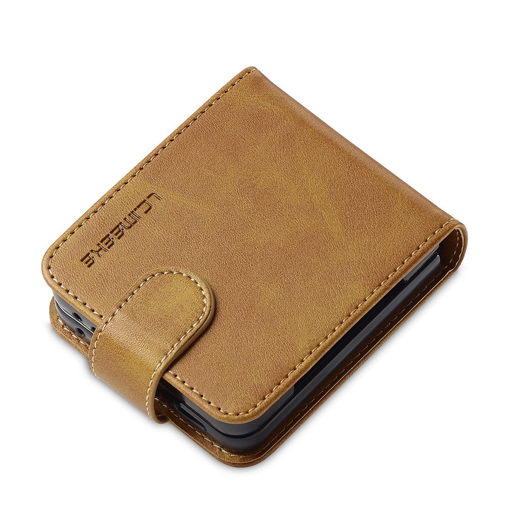 LC.IMEEKE Til Samsung Galaxy Z Flip7 5G Etui Kortholder Kalve Tekstur PU Læder Folde Telefoncover