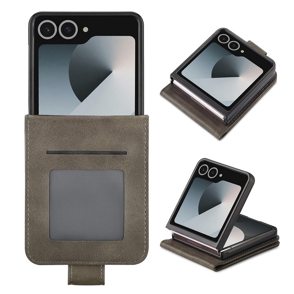 LC.IMEEKE Til Samsung Galaxy Z Flip7 5G Etui Kortholder Kalve Tekstur PU Læder Folde Telefoncover