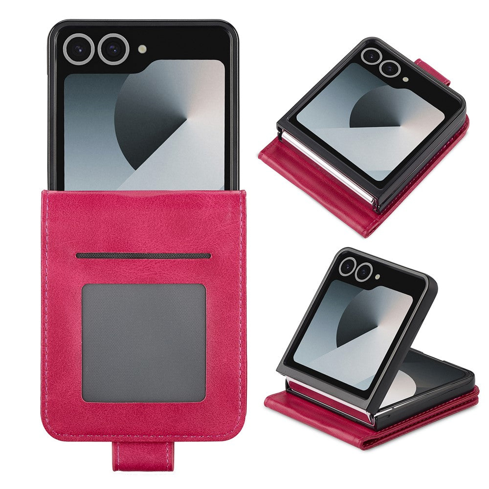 LC.IMEEKE Til Samsung Galaxy Z Flip7 5G Etui Kortholder Kalve Tekstur PU Læder Folde Telefoncover
