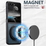 SUTENI G3 For Samsung Galaxy Z Flip7 5G Magnetic Case Waxy Texture Rotating Kickstand Leather Phone Back Cover