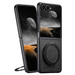 SUTENI G3 For Samsung Galaxy Z Flip7 5G Magnetic Case Waxy Texture Rotating Kickstand Leather Phone Back Cover