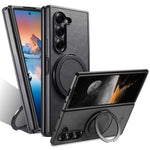 SUTENI G3 Til Samsung Galaxy Z Fold7 5G Magnetisk Etui Vokset Tekstur Roterende Støtteben Læder Telefon Bagcover