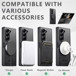 SUTENI G3 Til Samsung Galaxy Z Fold7 5G Magnetisk Etui Vokset Tekstur Roterende Støtteben Læder Telefon Bagcover