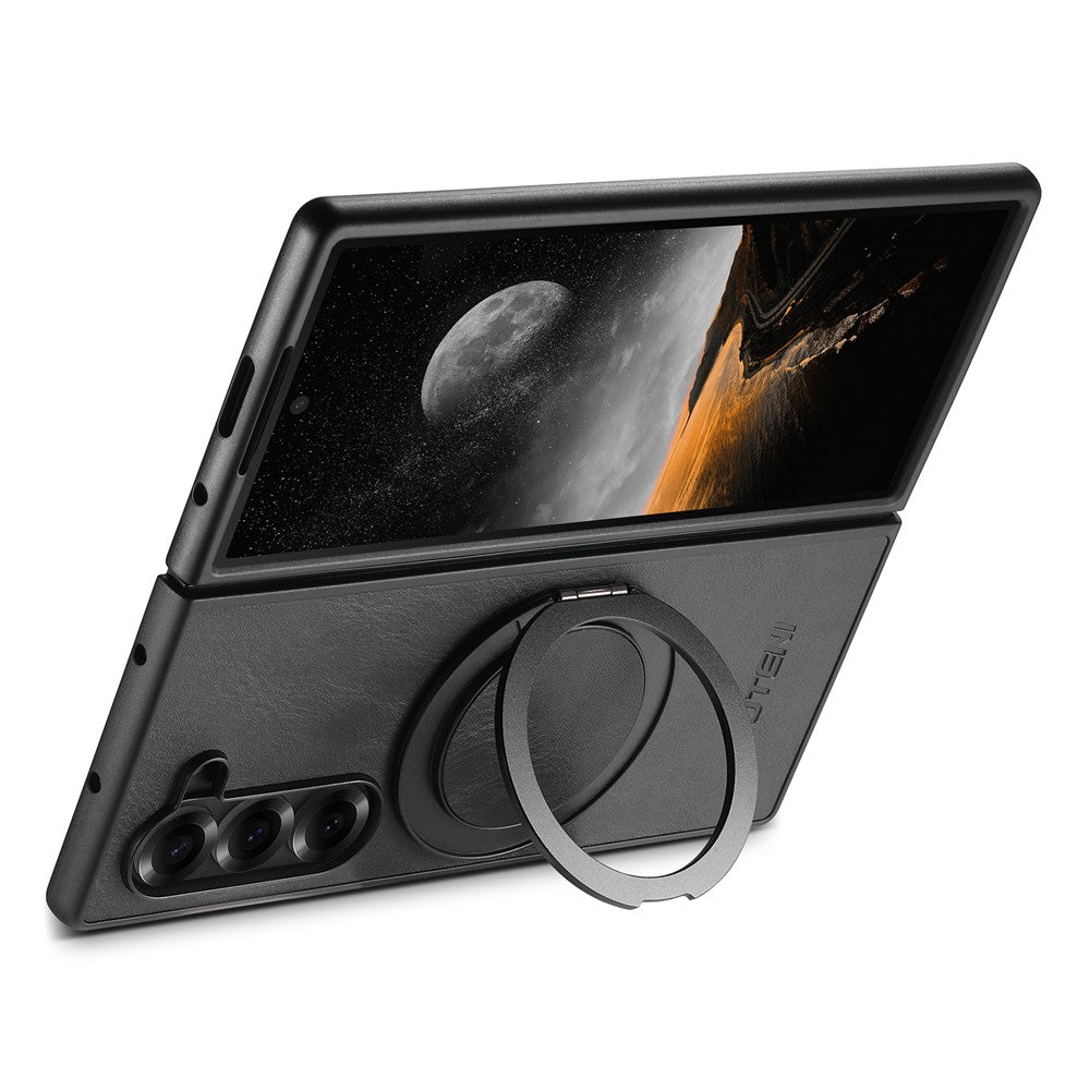 SUTENI G3 Til Samsung Galaxy Z Fold7 5G Magnetisk Etui Vokset Tekstur Roterende Støtteben Læder Telefon Bagcover