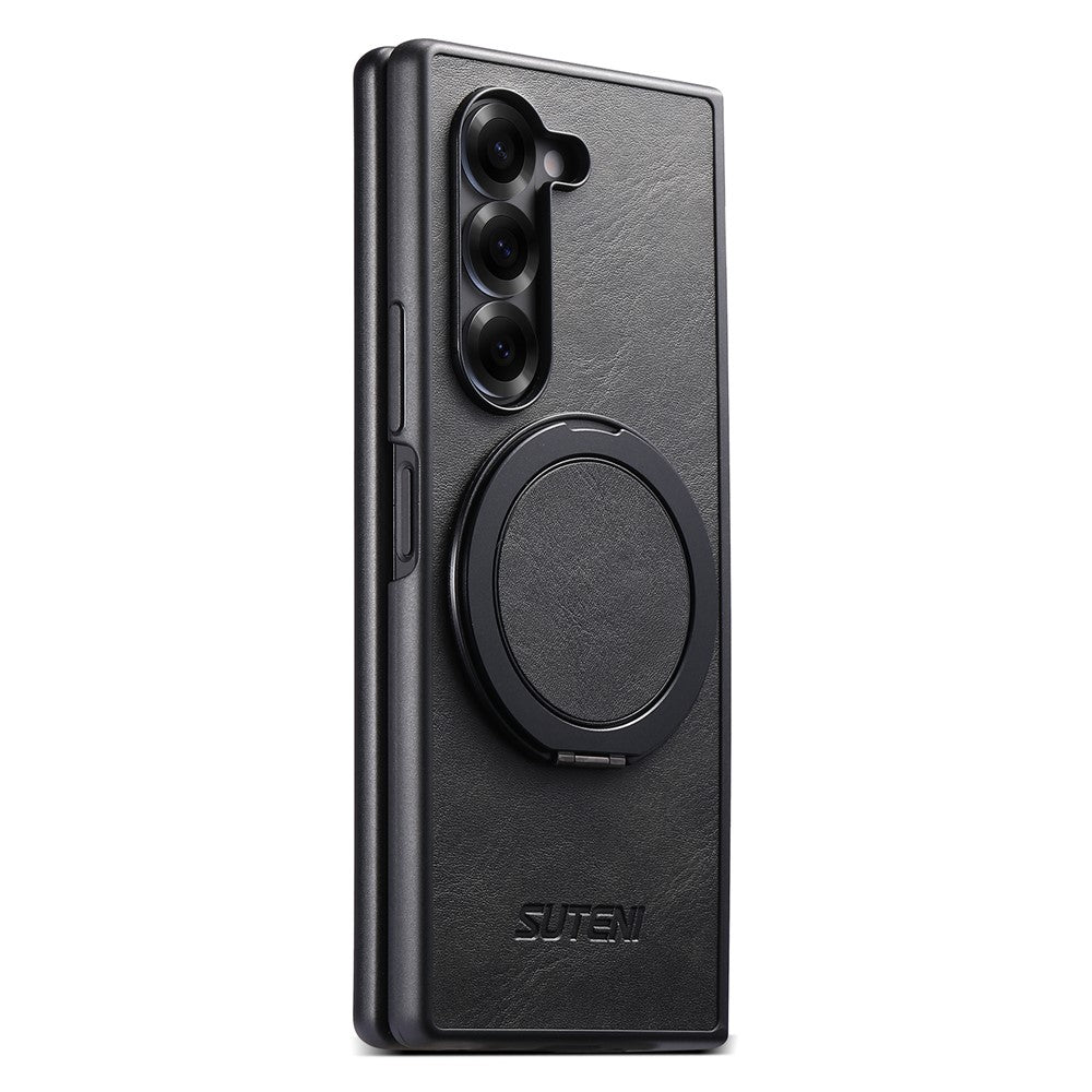 SUTENI G3 Til Samsung Galaxy Z Fold7 5G Magnetisk Etui Vokset Tekstur Roterende Støtteben Læder Telefon Bagcover