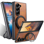 SUTENI G3 Til Samsung Galaxy Z Fold7 5G Magnetisk Etui Vokset Tekstur Roterende Støtteben Læder Telefon Bagcover