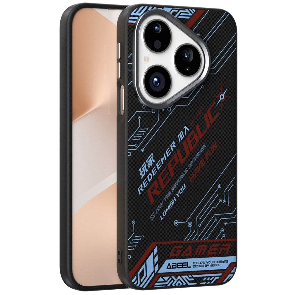 ABEEL Magnetiskt Skal För Huawei Pura 80 Mikroprägling 6D-tryckt PC TPU Aluminiumlegering Läder mobilskal