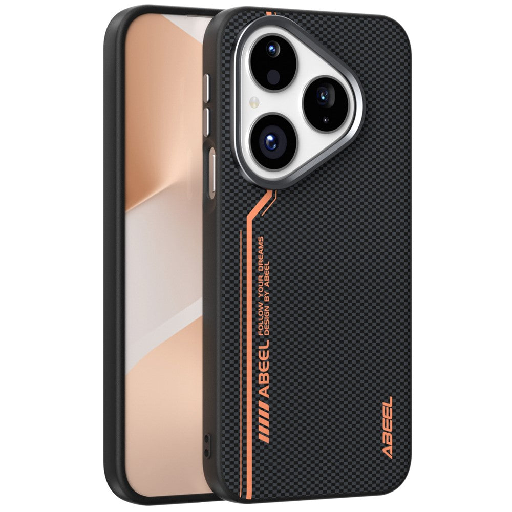 ABEEL Magnetiskt Skal För Huawei Pura 80 Mikroprägling 6D-tryckt PC TPU Aluminiumlegering Läder mobilskal