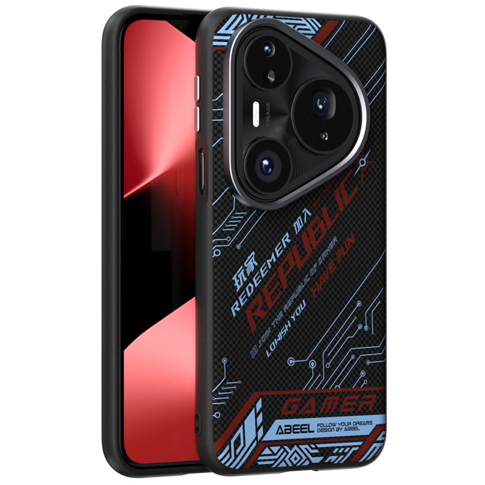 ABEEL For Huawei Pura 80 Pro+  /  80 Pro Magnetic Case Micro-Embossing 6D Printed PC TPU Aluminum Alloy Leather Phone Cover