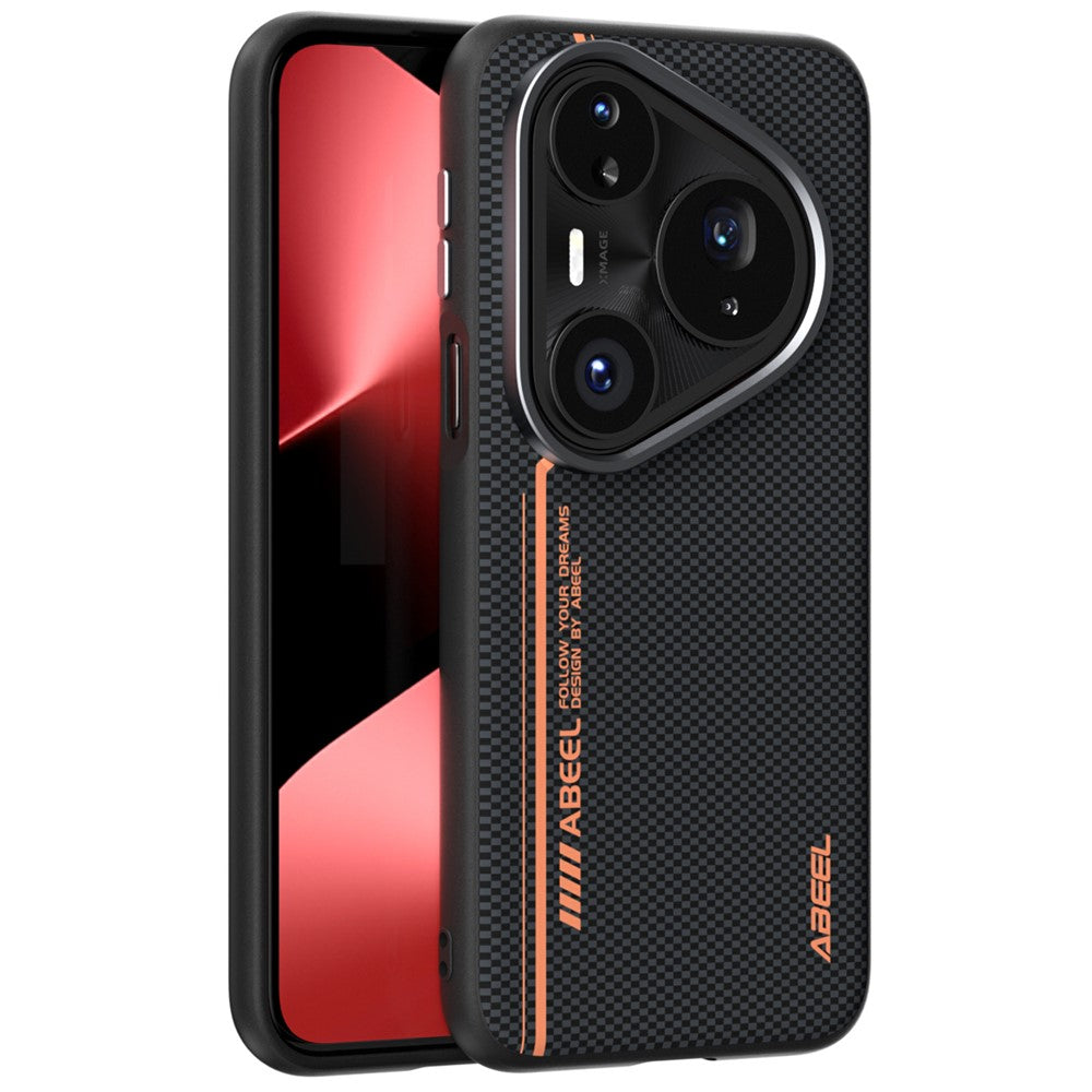 ABEEL For Huawei Pura 80 Pro+  /  80 Pro Magnetic Case Micro-Embossing 6D Printed PC TPU Aluminum Alloy Leather Phone Cover