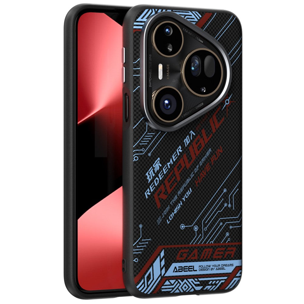 ABEEL för Huawei Pura 80 ultramagnetiskt skal mikropräglat 6D-tryckt PC TPU aluminiumlegering lädermobilskal