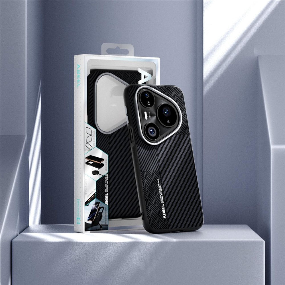 ABEEL För Huawei Pura 80 Ultra Magnetiskt Skal PC + TPU + Aluminiumlegering + PU-läder Slim mobilskal