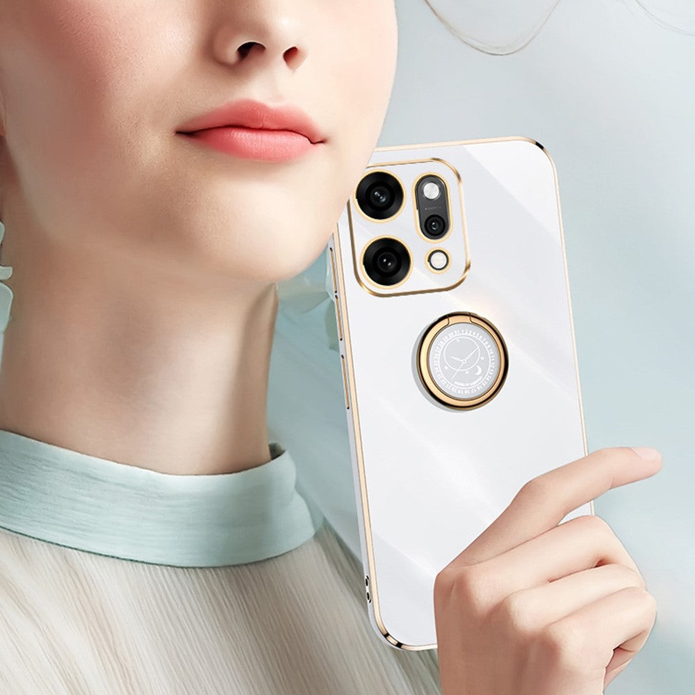 XINLI For Oppo Reno14 Pro 5G (Global) Case Ring Kickstand Electroplating TPU Phone Cover