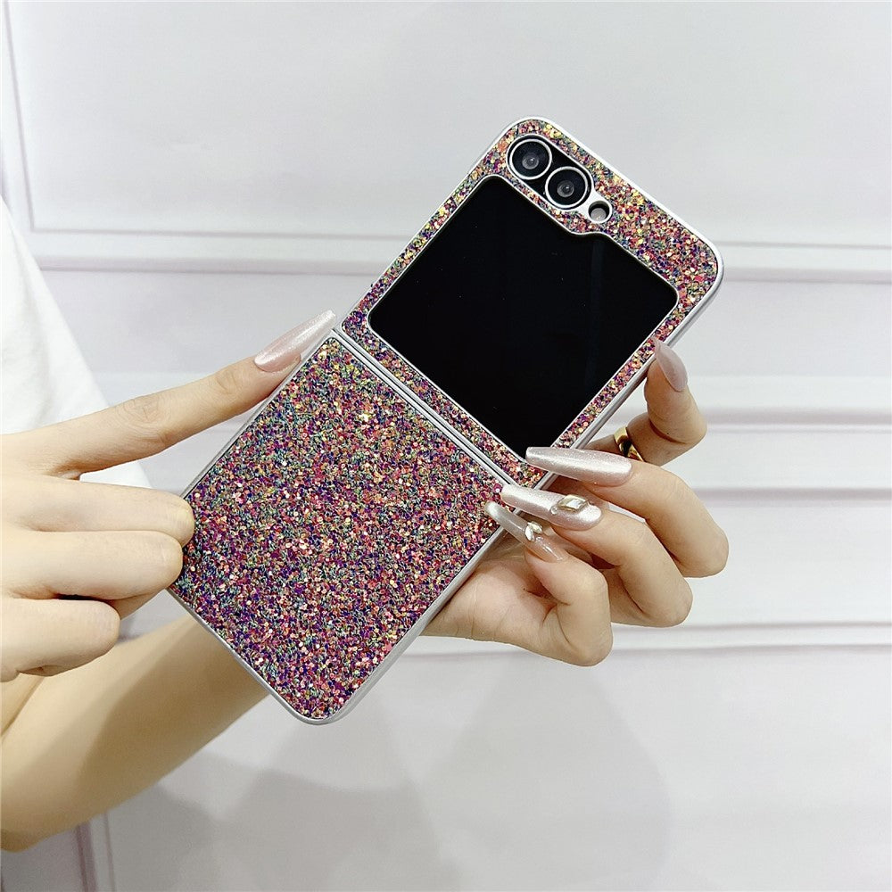 Samsung Galaxy Z Flip7 FE 5G / Z Flip6 5G-skal Gummerat silverkant Fantomglitter hårt PC-mobilskal