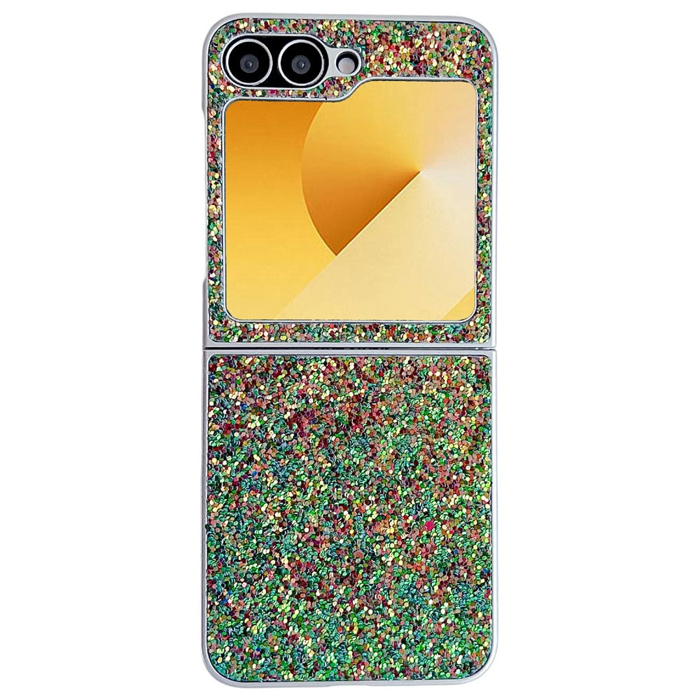 Samsung Galaxy Z Flip7 FE 5G / Z Flip6 5G-skal Gummerat silverkant Fantomglitter hårt PC-mobilskal