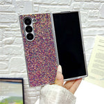 Til Samsung Galaxy Z Fold7 5G Etui Gummibelagt Sølvkant Phantom Glitter Hårdt PC Telefoncover