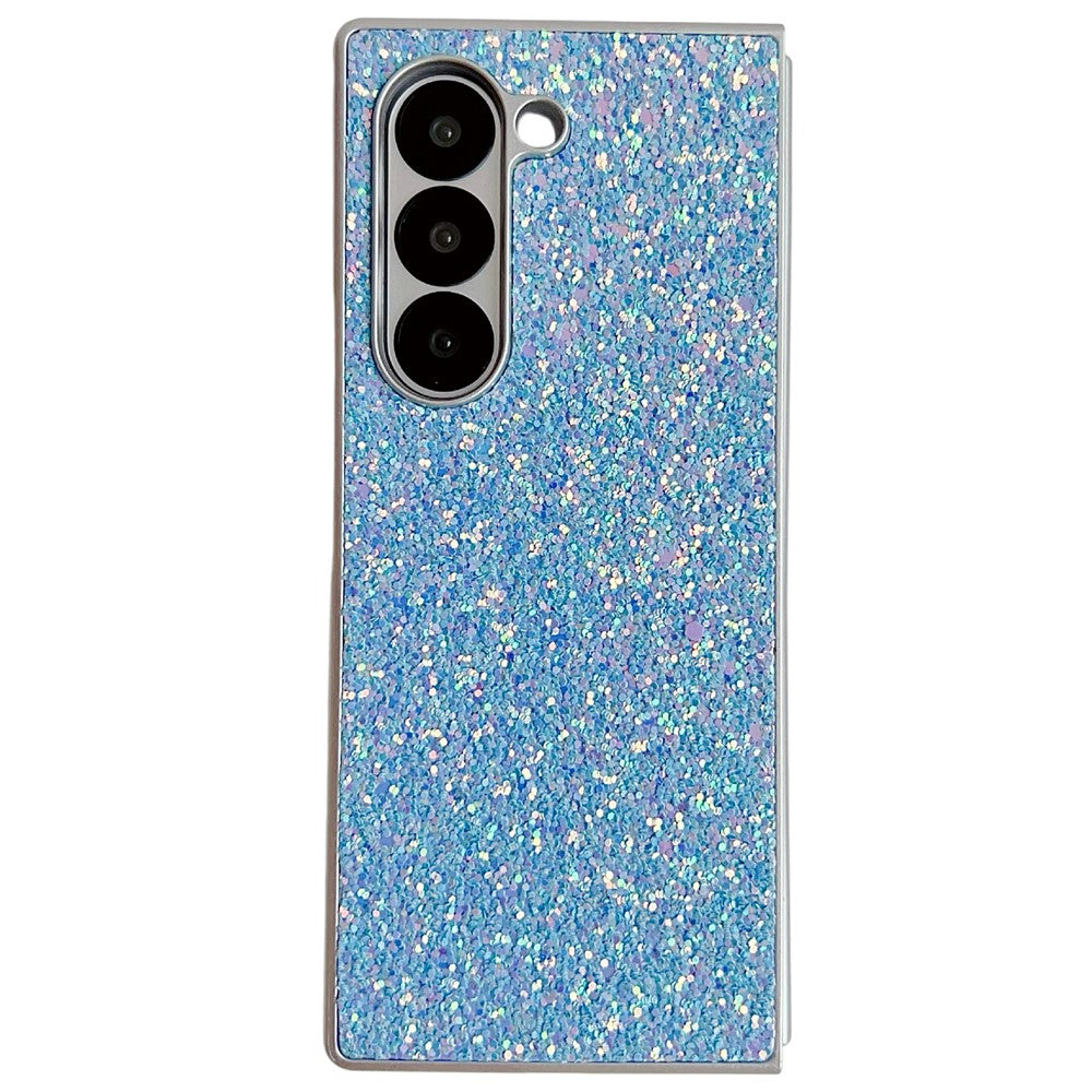 Til Samsung Galaxy Z Fold7 5G Etui Gummibelagt Sølvkant Phantom Glitter Hårdt PC Telefoncover