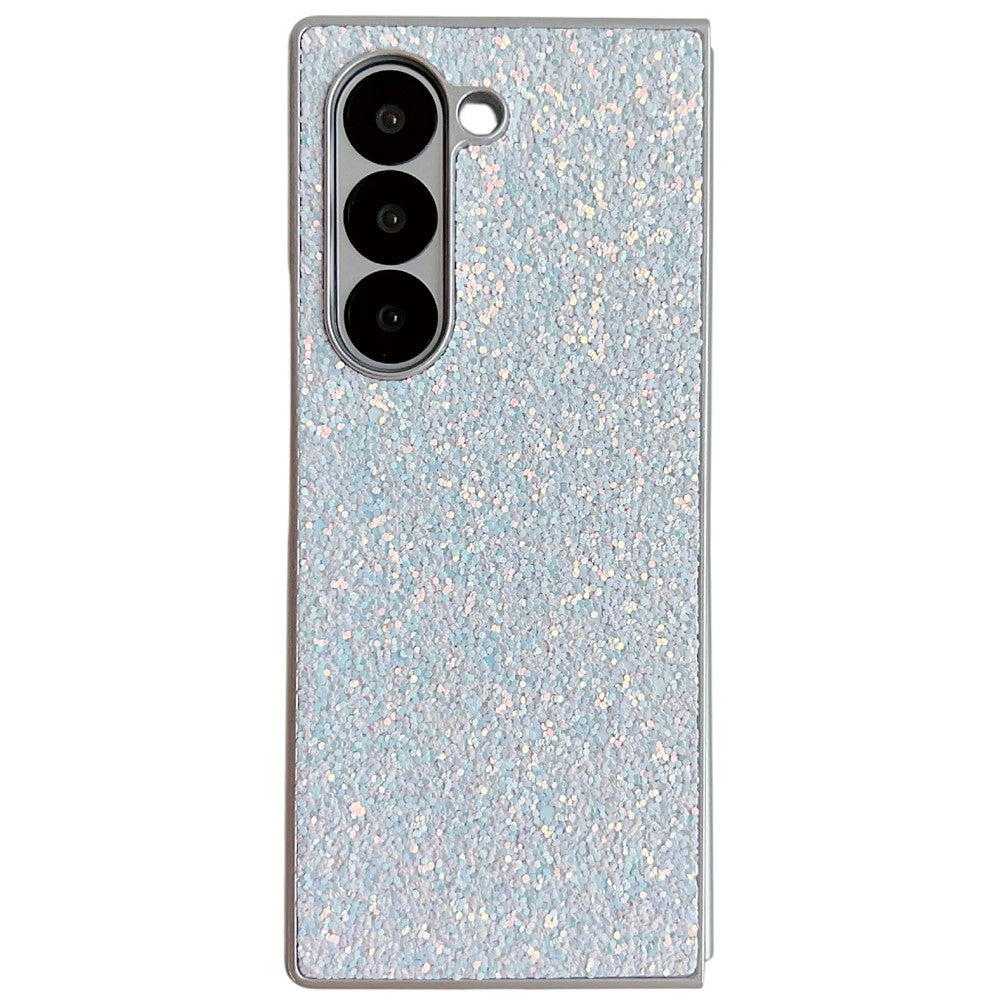 Til Samsung Galaxy Z Fold7 5G Etui Gummibelagt Sølvkant Phantom Glitter Hårdt PC Telefoncover