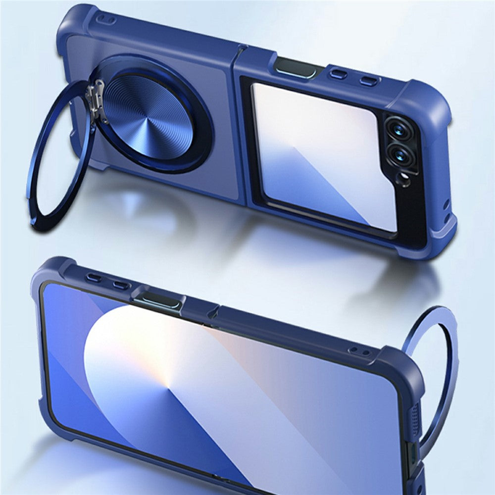 For Samsung Galaxy Z Flip7 FE 5G / Z Flip6 5G / Flip5 5G Magnetic Case CD Texture Kickstand Shockproof TPU + PC Phone Cover