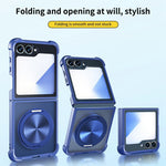 For Samsung Galaxy Z Flip7 FE 5G / Z Flip6 5G / Flip5 5G Magnetic Case CD Texture Kickstand Shockproof TPU + PC Phone Cover