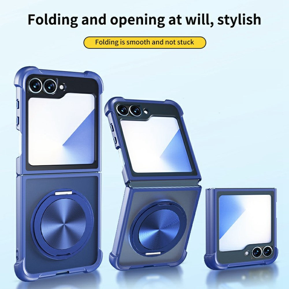 For Samsung Galaxy Z Flip7 FE 5G / Z Flip6 5G / Flip5 5G Magnetic Case CD Texture Kickstand Shockproof TPU + PC Phone Cover
