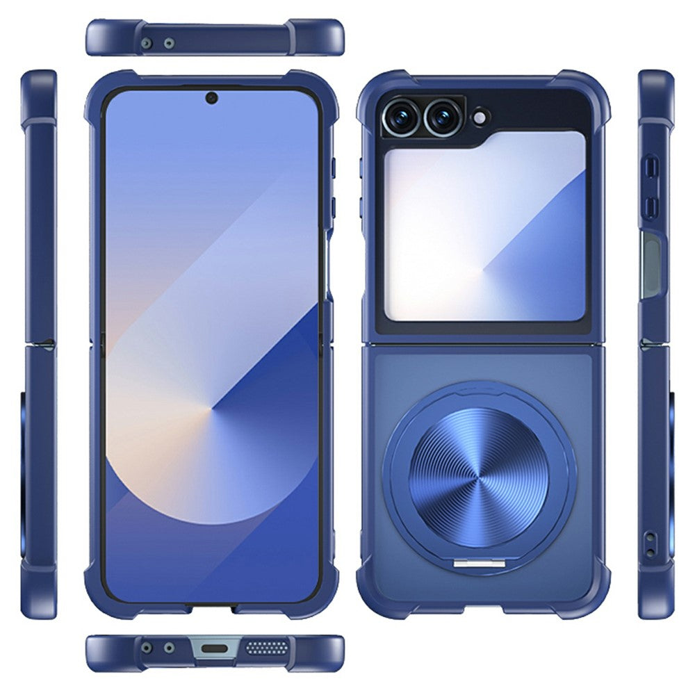 For Samsung Galaxy Z Flip7 FE 5G / Z Flip6 5G / Flip5 5G Magnetic Case CD Texture Kickstand Shockproof TPU + PC Phone Cover