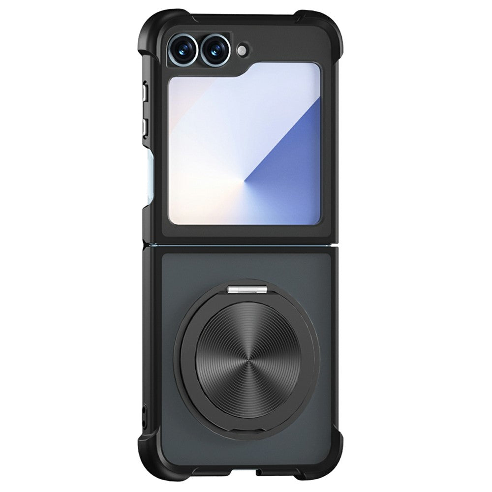 For Samsung Galaxy Z Flip7 FE 5G / Z Flip6 5G / Flip5 5G Magnetic Case CD Texture Kickstand Shockproof TPU + PC Phone Cover