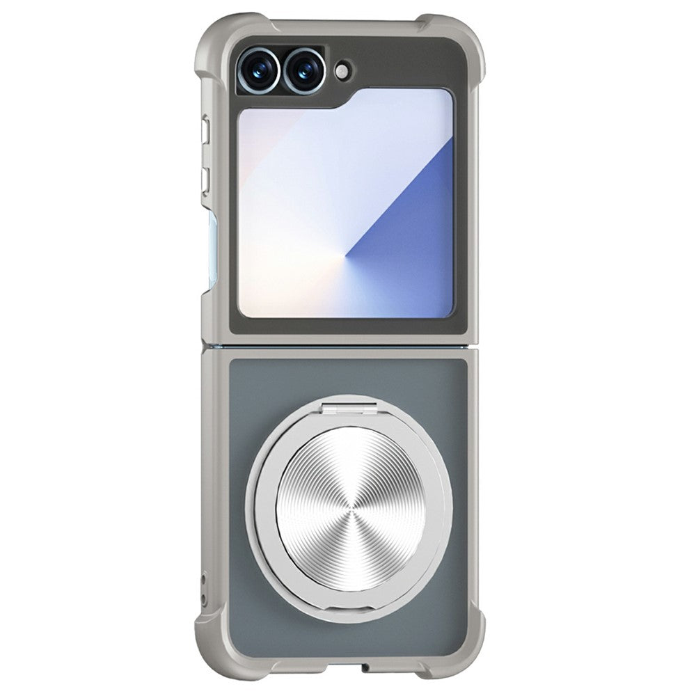 For Samsung Galaxy Z Flip7 FE 5G / Z Flip6 5G / Flip5 5G Magnetic Case CD Texture Kickstand Shockproof TPU + PC Phone Cover