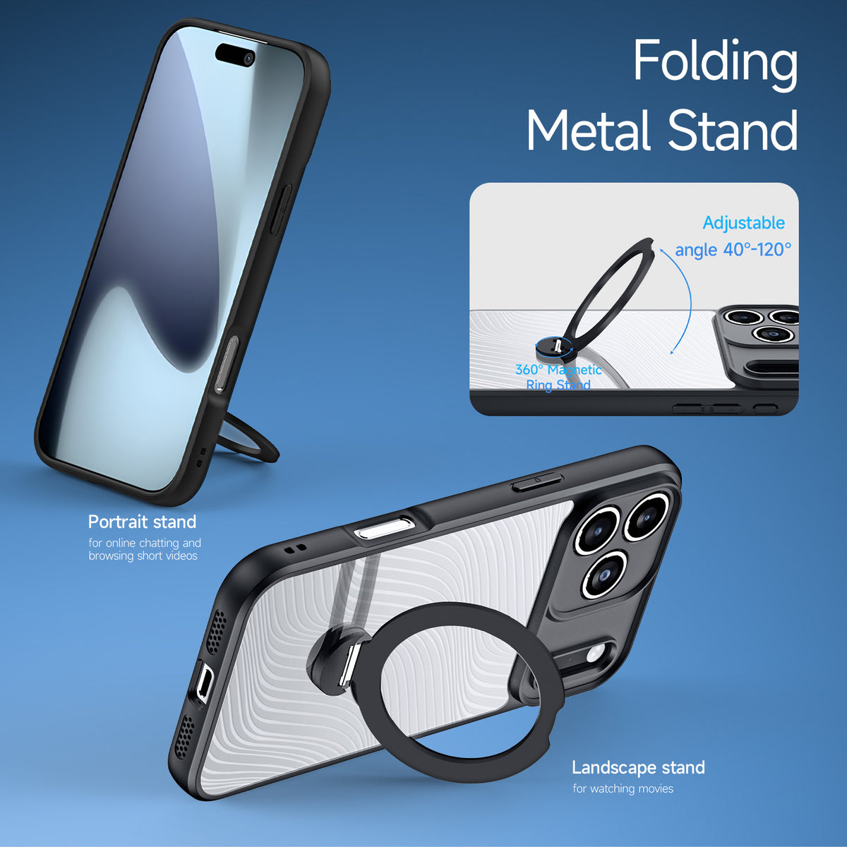 DUX DUCIS Aimo-serien til iPhone 17 Pro med støtte, TPU+PC-mobilskal kompatibelt med MagSafe (REACH-certificering)