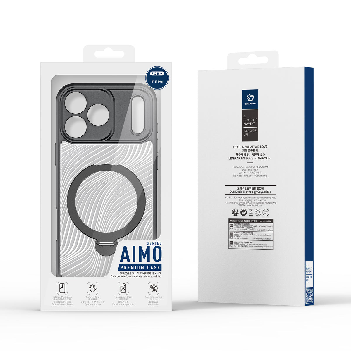 DUX DUCIS Aimo-serien til iPhone 17 Pro med støtte, TPU+PC-mobilskal kompatibelt med MagSafe (REACH-certificering)